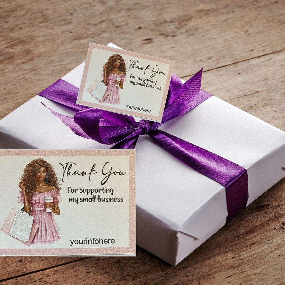 Personalized Watercolor shopping girls Thank You Cards,  Stationery Girl